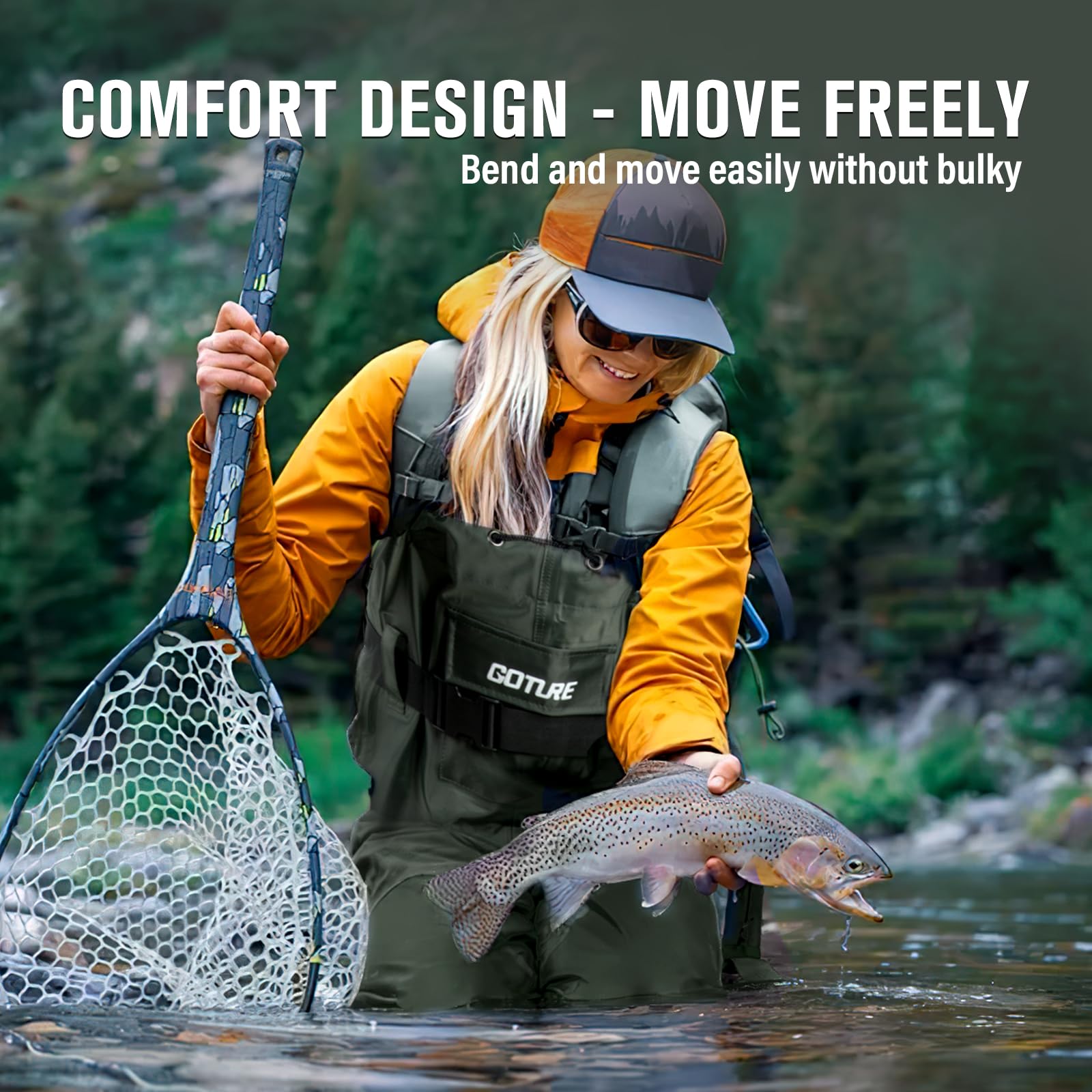 Fishing Waders - Goture Wader Leve com Botas Integradas,