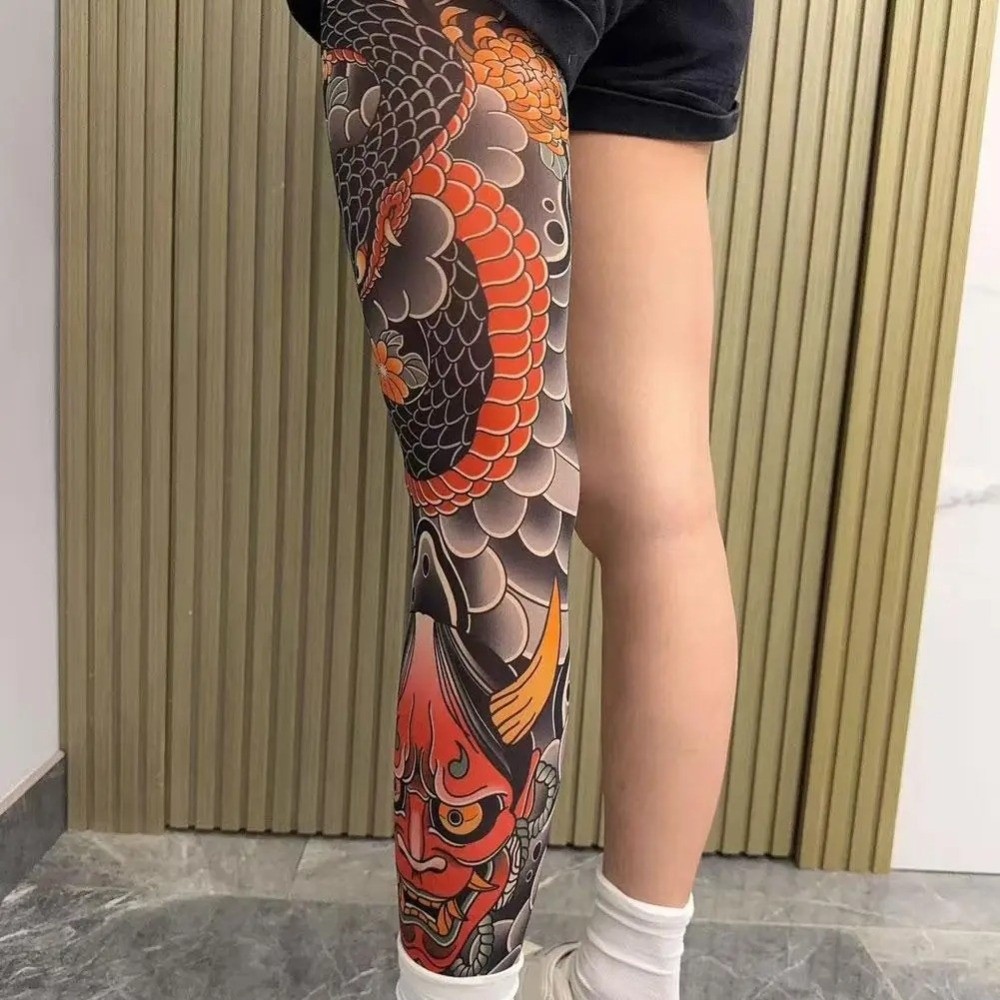 Perna cheia meias de tatuagem  - Fishing Socks avaliação e preço