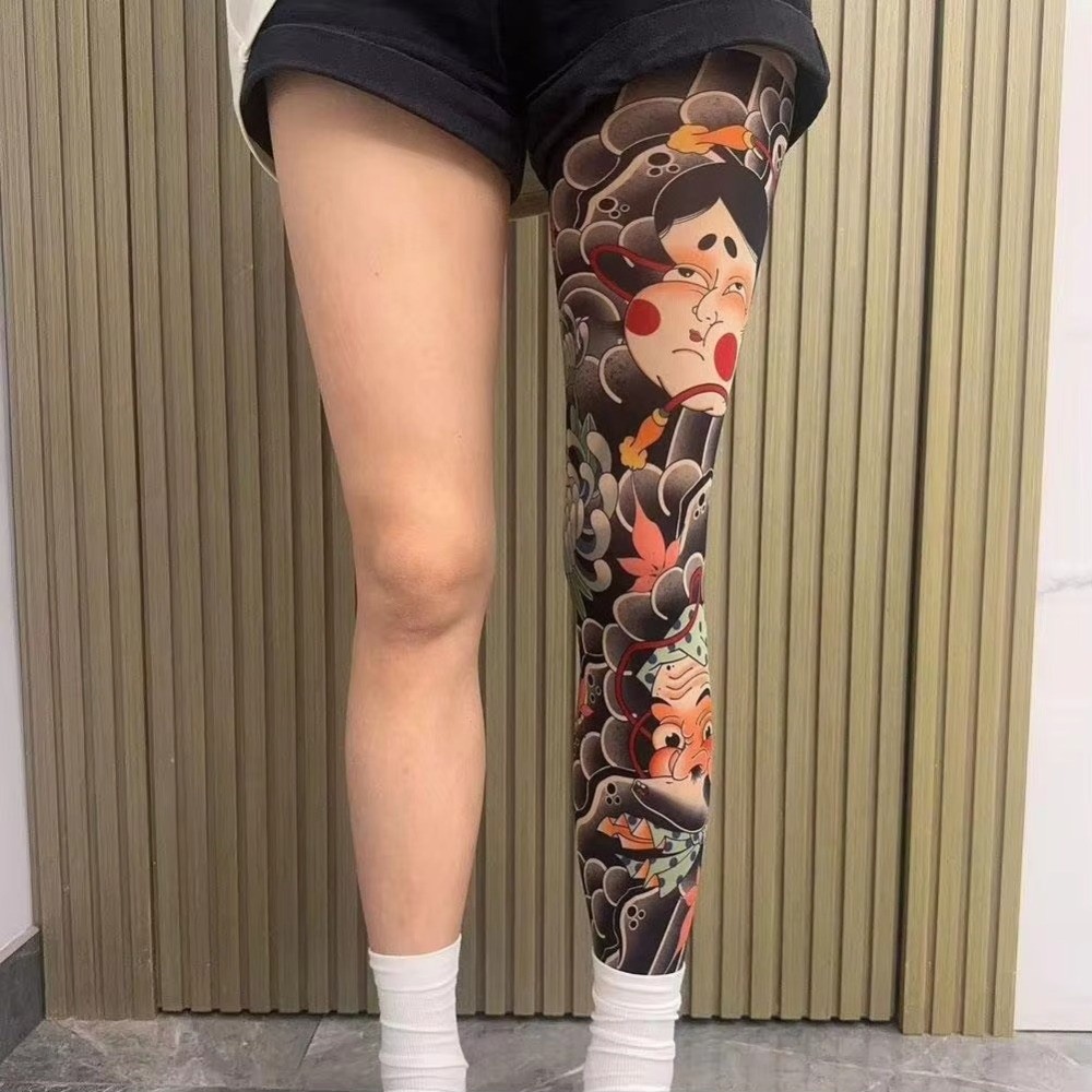 Perna cheia meias de tatuagem  - Fishing Socks avaliação e preço