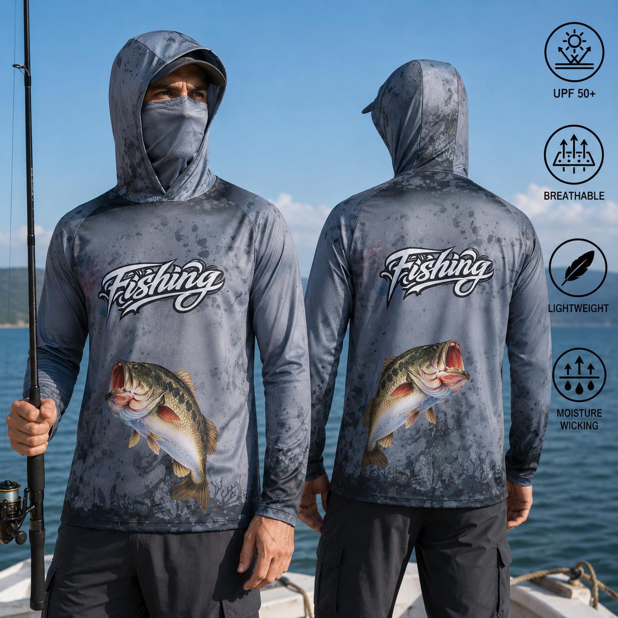 Camisa de Pesca com Capuz para - Fishing Mask Sun Protection avaliação e preço