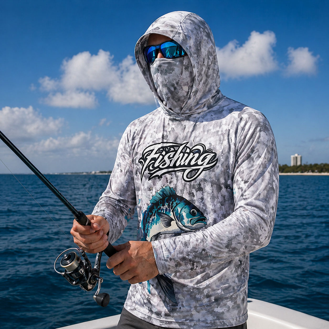 Camisa de Pesca com Capuz para - Fishing Mask Sun Protection avaliação e preço