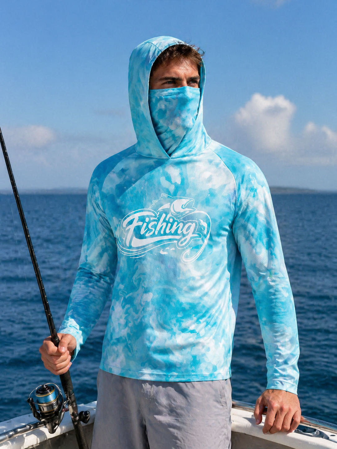 Camisa de Pesca com Capuz para - Fishing Mask Sun Protection avaliação e preço