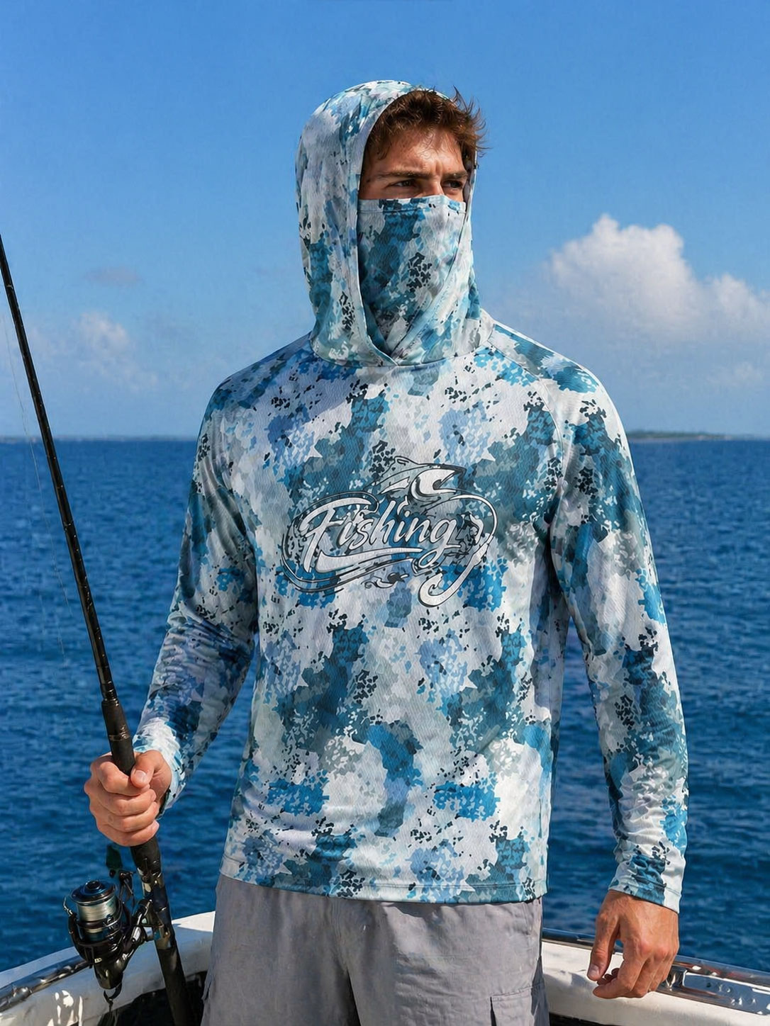 Camisa de Pesca com Capuz para - Fishing Mask Sun Protection avaliação e preço